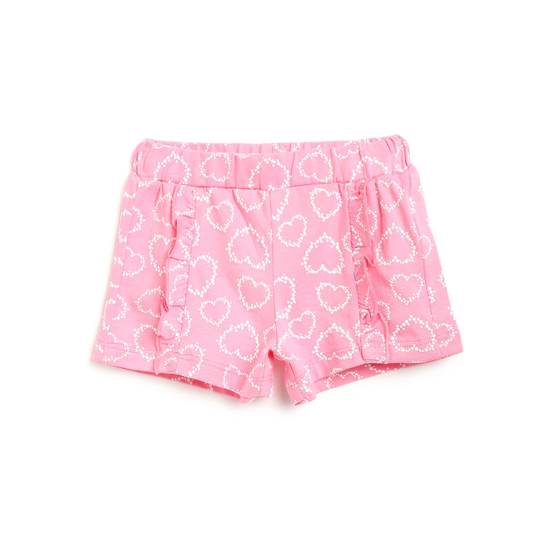 Girls White and Pink Printed Outfit with Short Pants image number 2